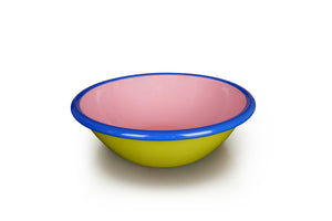 Bornn Enamelware Chartreuse & Pink Bowl