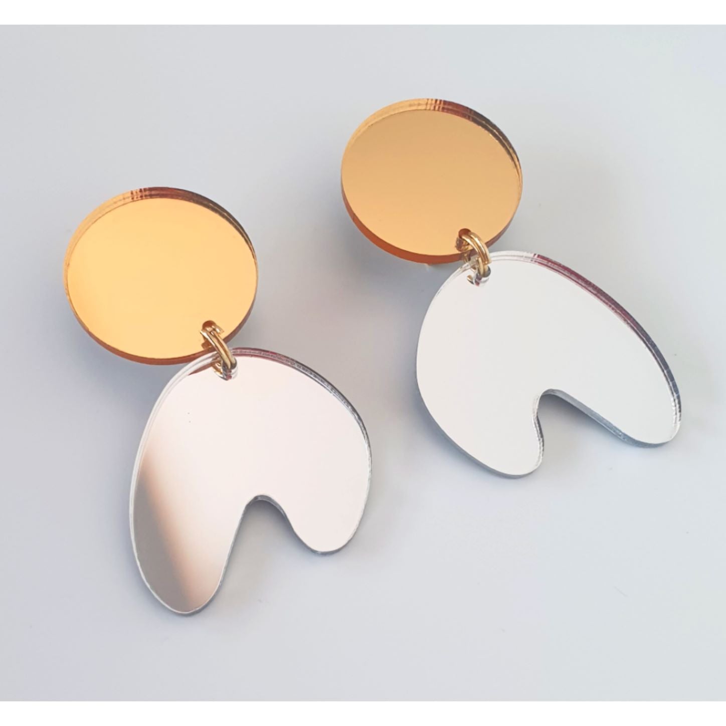 eve ray 'snobby party princess' silver / gold mirror earrings