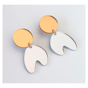 eve ray 'snobby party princess' silver / gold mirror earrings