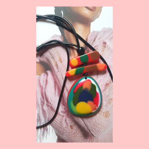 Colour Pop Resin Pendant on Rope Necklace