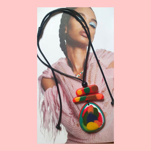 Colour Pop Resin Pendant on Rope Necklace